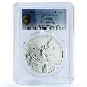 Mexico 1 onza Libertad Angel of Independence KM-613 MS 67 PCGS silver coin 1999