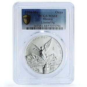 Mexico 1 onza Libertad Angel of Independence KM-639 MS 68 PCGS silver coin 2004
