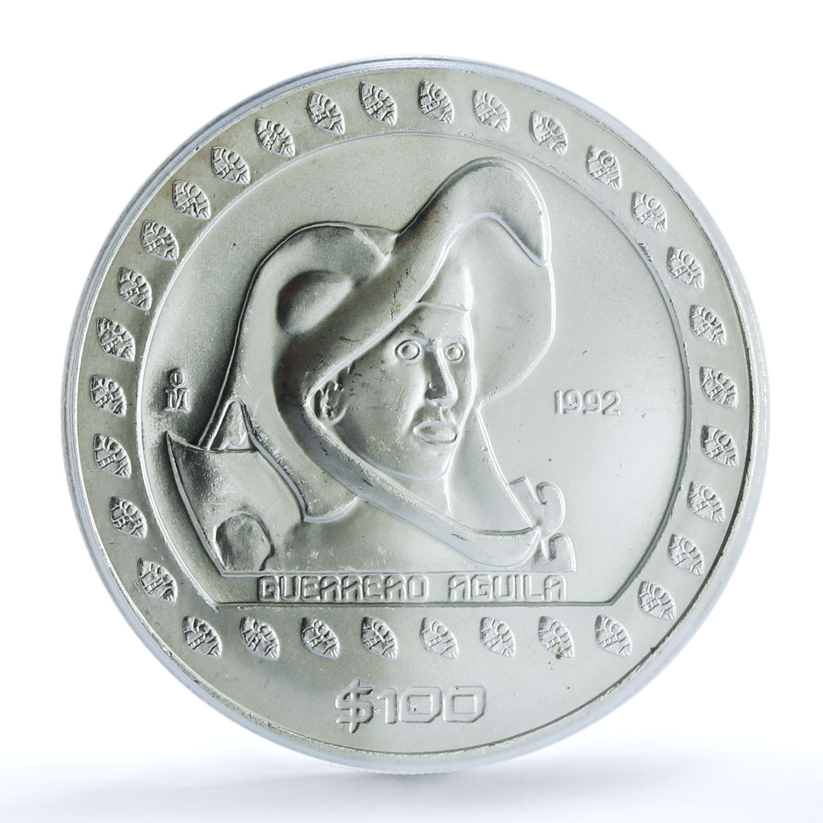 Mexico 100 pesos Guerrero Aguila KM-556 Precolombina MS 66 PCGS silver coin 1992