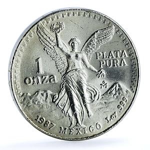 Mexico 1 onza Libertad Angel of Independence KM-494.1 Bullion silver coin 1987