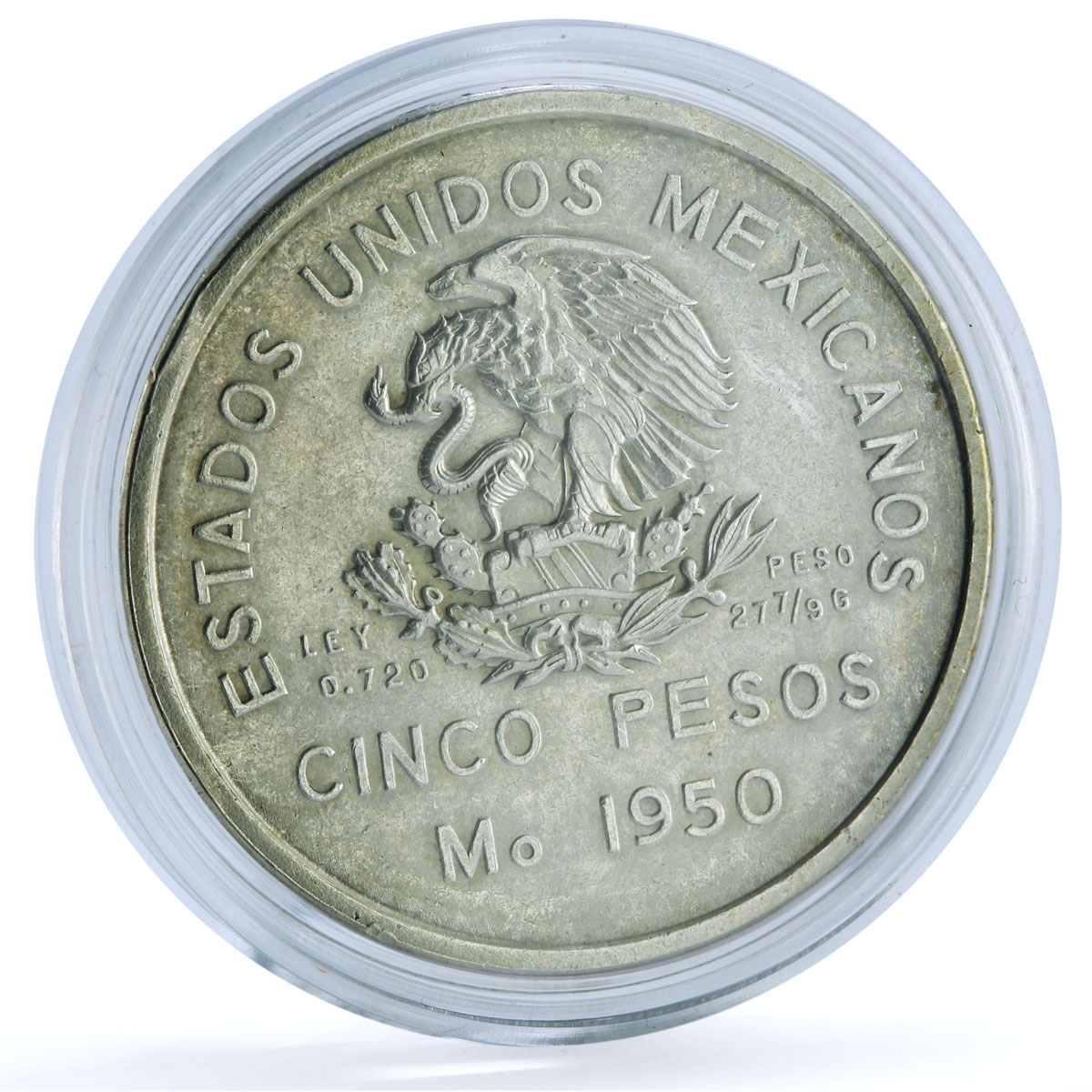 Mexico 5 pesos Opening Southern Railroad KM-466 Train silver coin 1950 Mexico 5 pesos Opening Southern Railroad KM-466 Train silver coin 1950