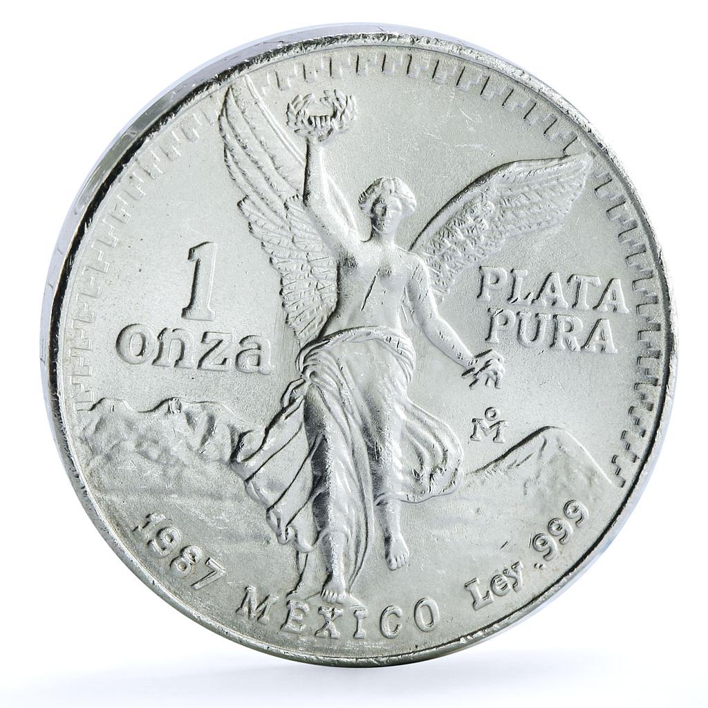 Mexico 1 onza Libertad Angel of Independence KM-494.1 Bullion silver coin 1987 Mexico 1 onza Libertad Angel of Independence KM-494.1 Bullion silver coin 1987