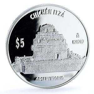 Mexico 5 pesos Observatorio KM-947 Chichen Itza Bullion proof silver coin 2012