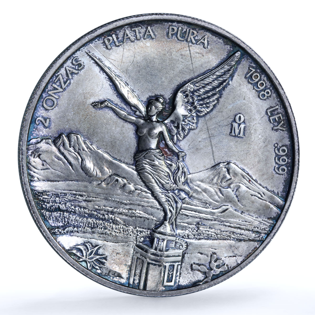 Mexico 2 onzas Libertad Angel of Independence KM-614 Bullion silver coin 1998