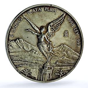 Mexico 2 onzas Libertad Angel of Independence KM-614 Bullion silver coin 1998