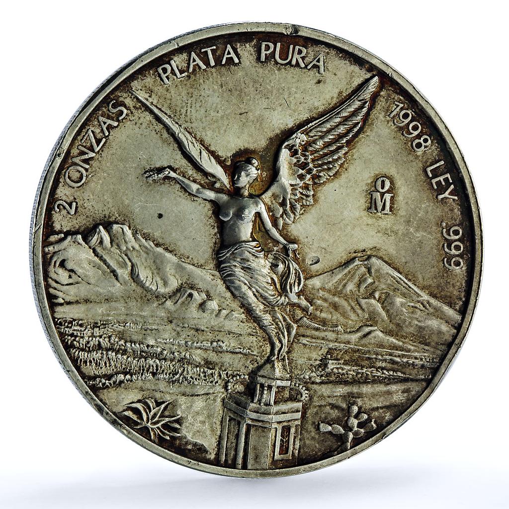 Mexico 2 onzas Libertad Angel of Independence KM-614 Bullion silver coin 1998 Mexico 2 onzas Libertad Angel of Independence KM-614 Bullion silver coin 1998