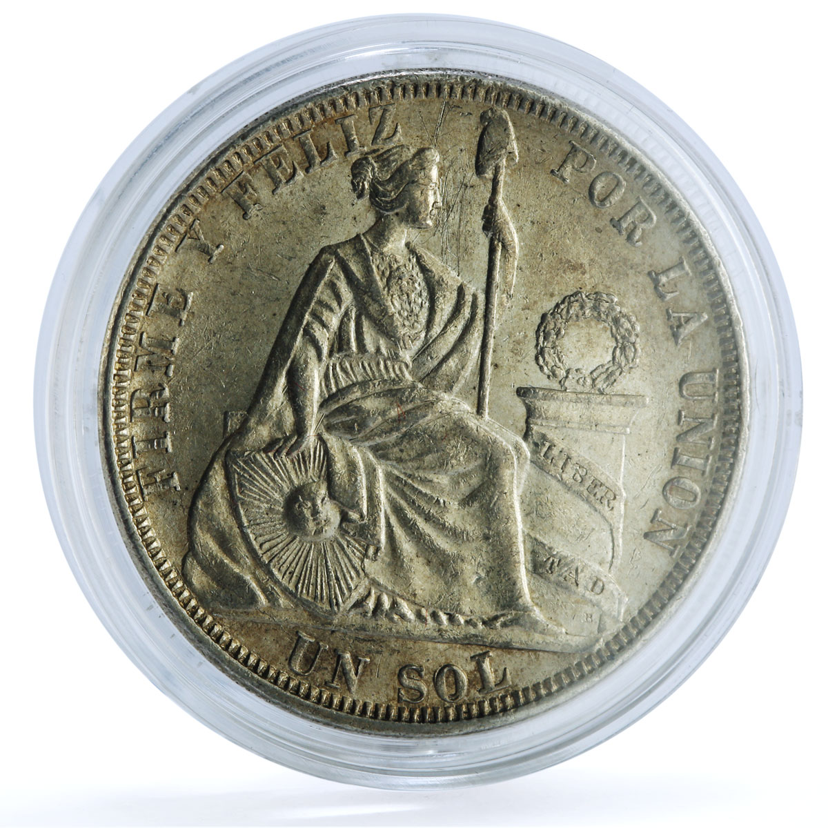 Peru 1 sol Decimal Seated Liberty RB Marks KM-196.5 silver coin 1879 YJ Peru 1 sol Decimal Seated Liberty RB Marks KM-196.5 silver coin 1879 YJ