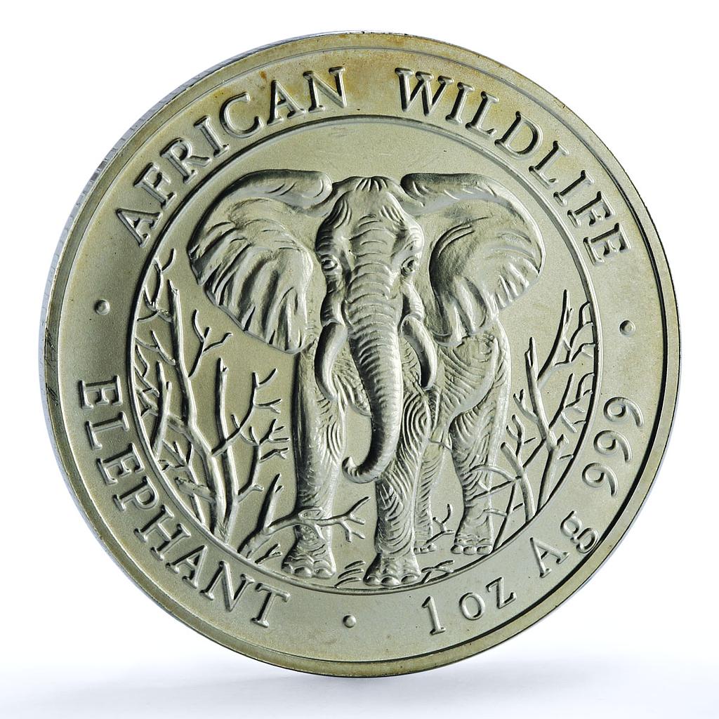 Somalia 1000 shillings Elephant KM-183 African Wildlife Bullion silver coin 2004