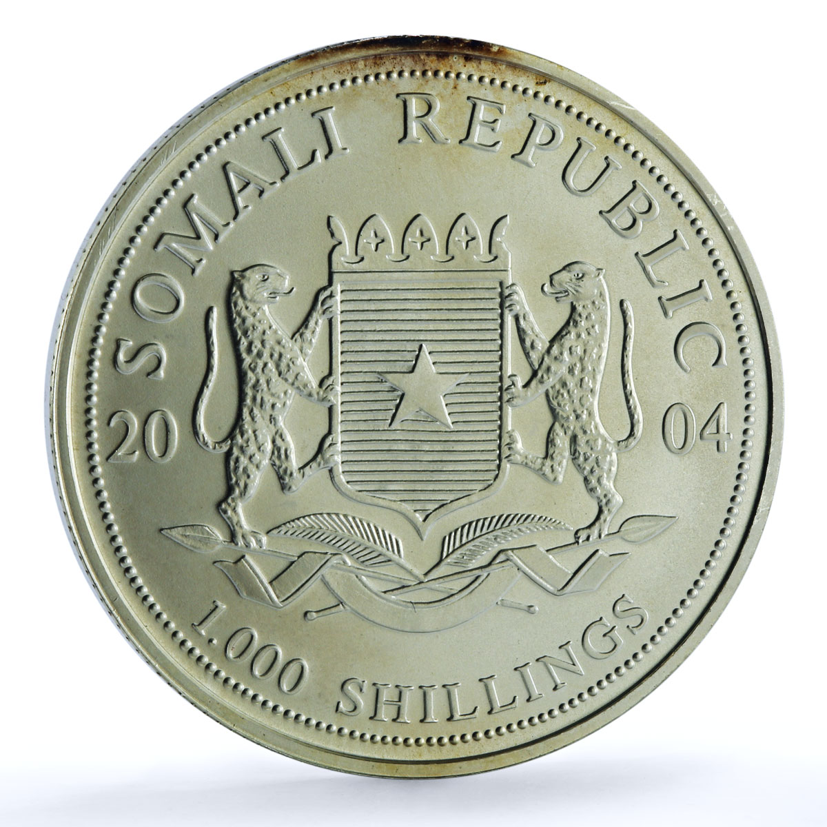 Somalia 1000 shillings Elephant KM-183 African Wildlife Bullion silver coin 2004