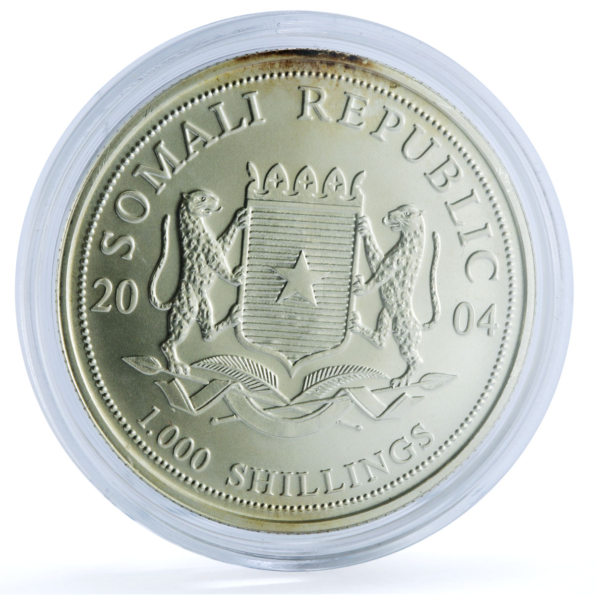 Somalia 1000 shillings Elephant KM-183 African Wildlife Bullion silver coin 2004