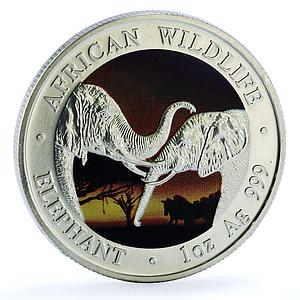 Zambia 5000 kwacha Elephant Colorized KM-142 Wildlife Bullion silver coin 2002