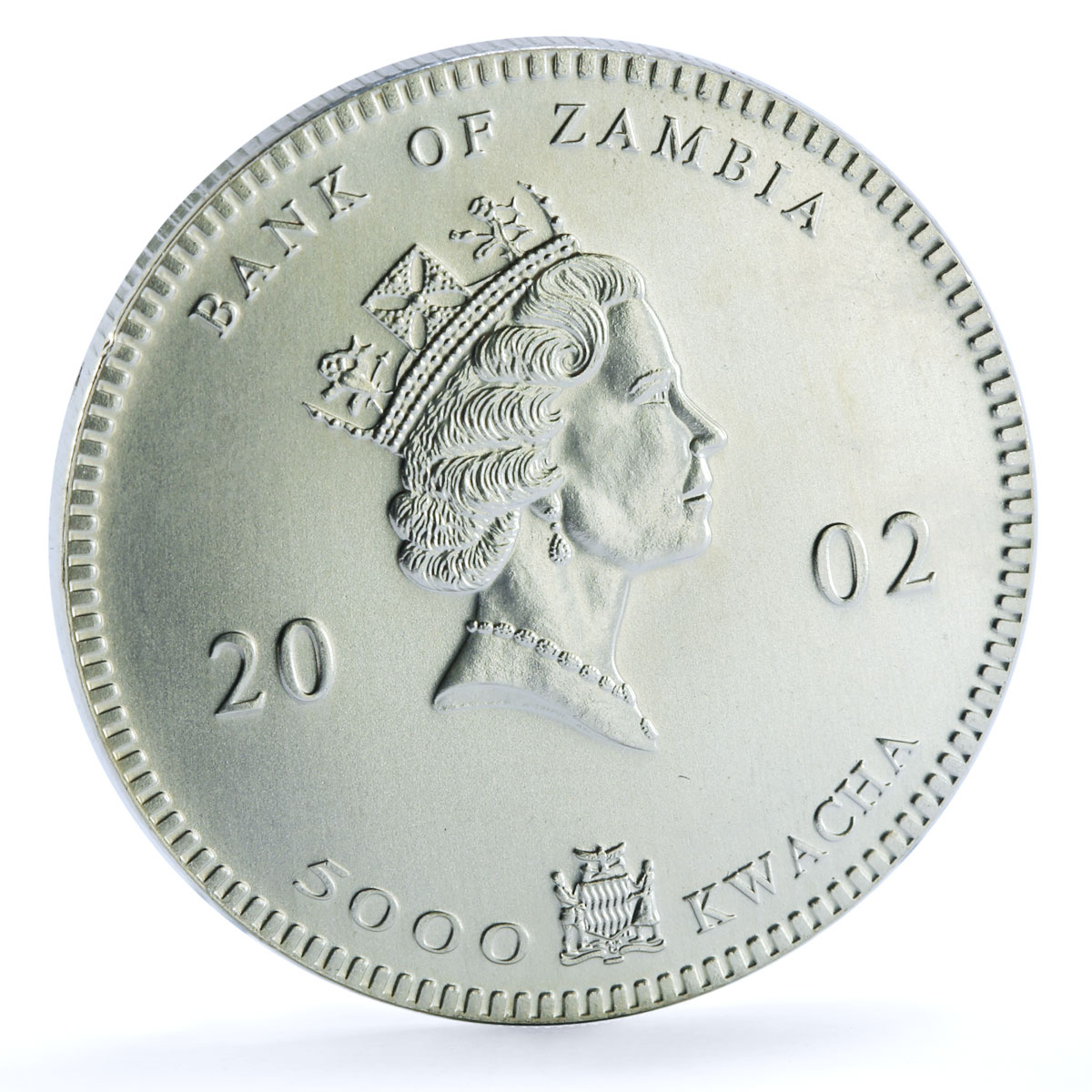 Zambia 5000 kwacha Elephant Colorized KM-142 Wildlife Bullion silver coin 2002