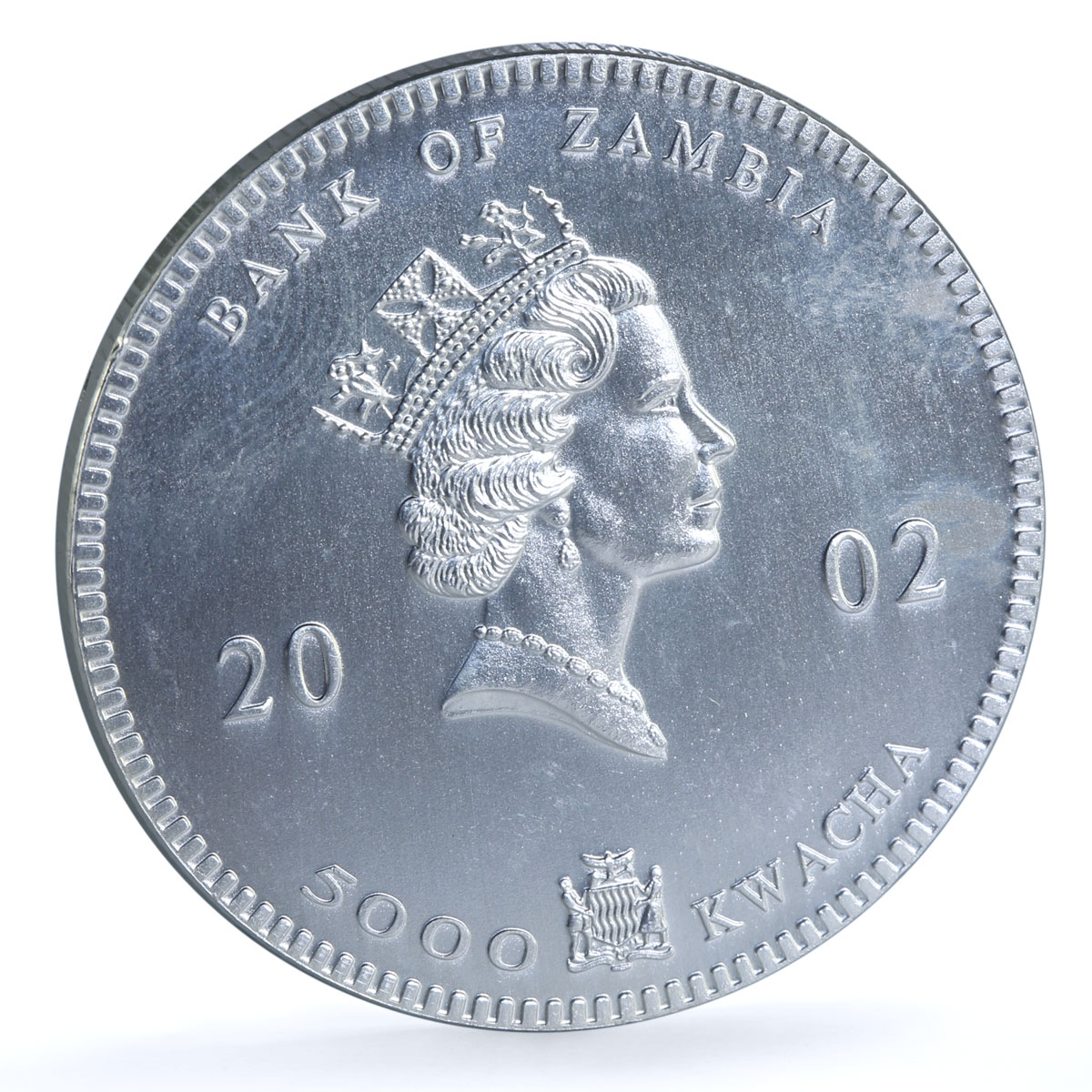 Zambia 5000 kwacha Elephant Colorized KM-142 Wildlife Bullion silver coin 2002