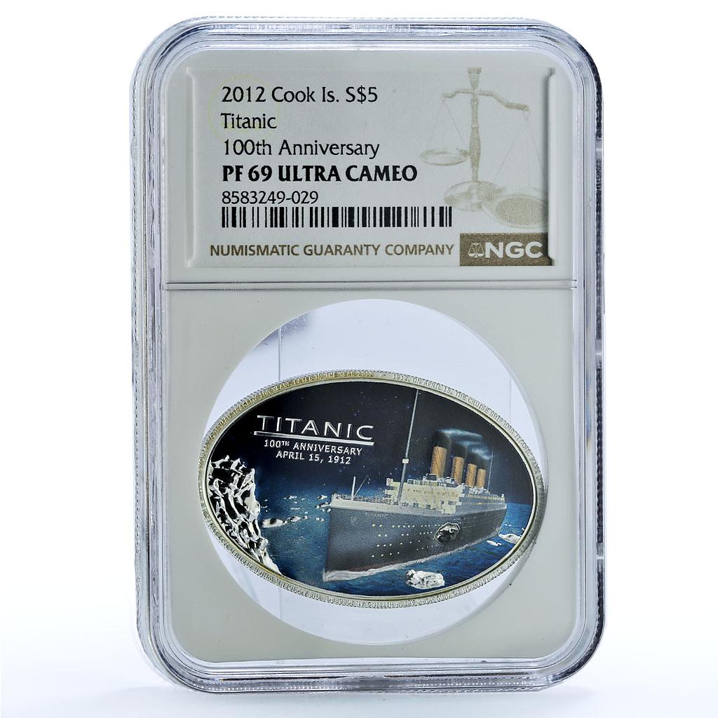 Cook Islands 5 dollars Titanic KM-1376 Ship Liner PF 69 NGC silver coin 2012 Cook Islands 5 dollars Titanic KM-1376 Ship Liner PF 69 NGC silver coin 2012