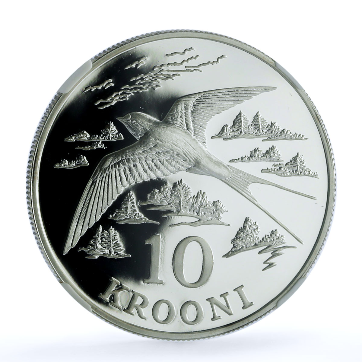 Estonia 10 krooni Barn Swallow KM-26 Bird Fauna PF 69 NGC silver coin 1992 Estonia 10 krooni Barn Swallow KM-26 Bird Fauna PF 69 NGC silver coin 1992