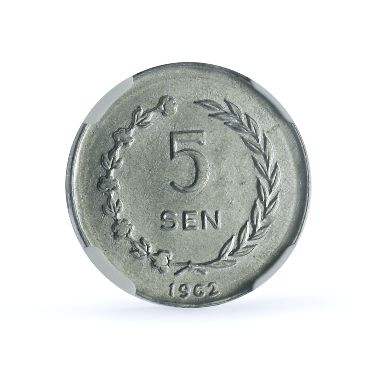 Indonesia 5 sen Kepulauan Riau Sukarno KM-6 MS 65 NGC aluminum coin 1962