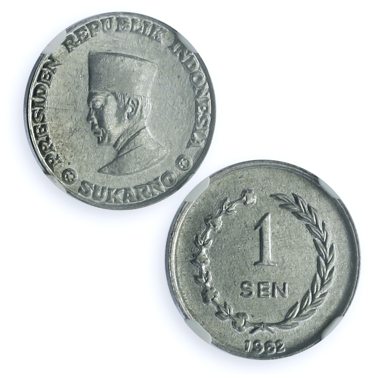 Indonesia 1 sen Irian Barat Sukarno Plain Edge MS 65 NGC aluminum coin 1962 Indonesia 1 sen Irian Barat Sukarno Plain Edge MS 65 NGC aluminum coin 1962