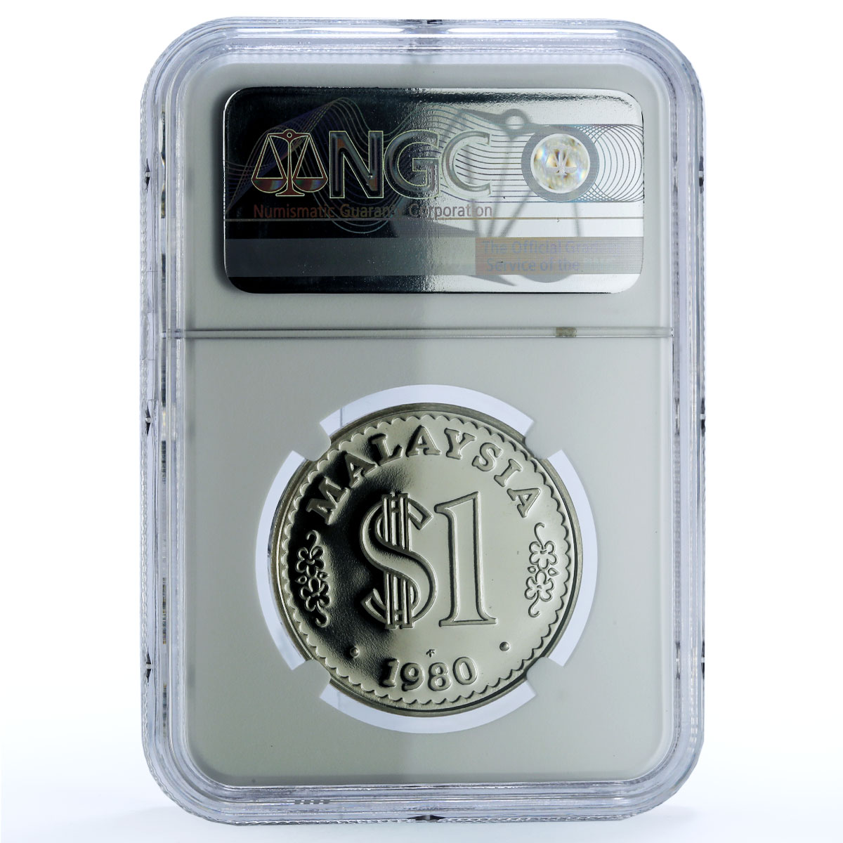 Malaysia 1 ringgit Bank Negara KM-27a Building PF 69 NGC silver coin 1979