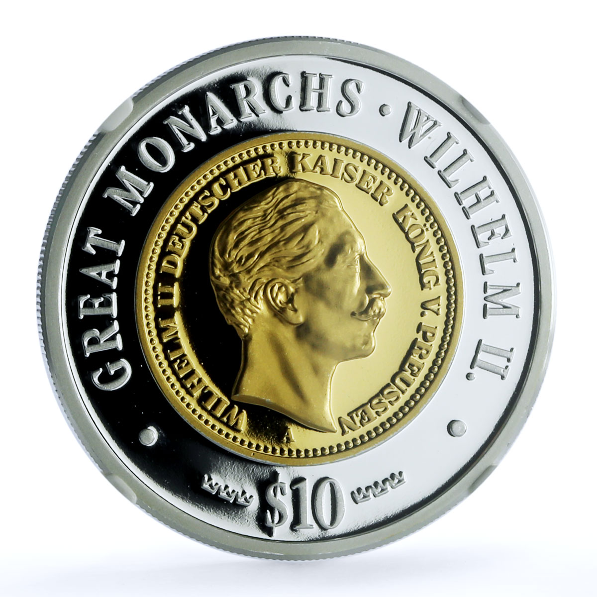 Namibia 10 dollars Wilhelm II Germany KM-35 Monarchs PF 69 NGC silver coin 2009