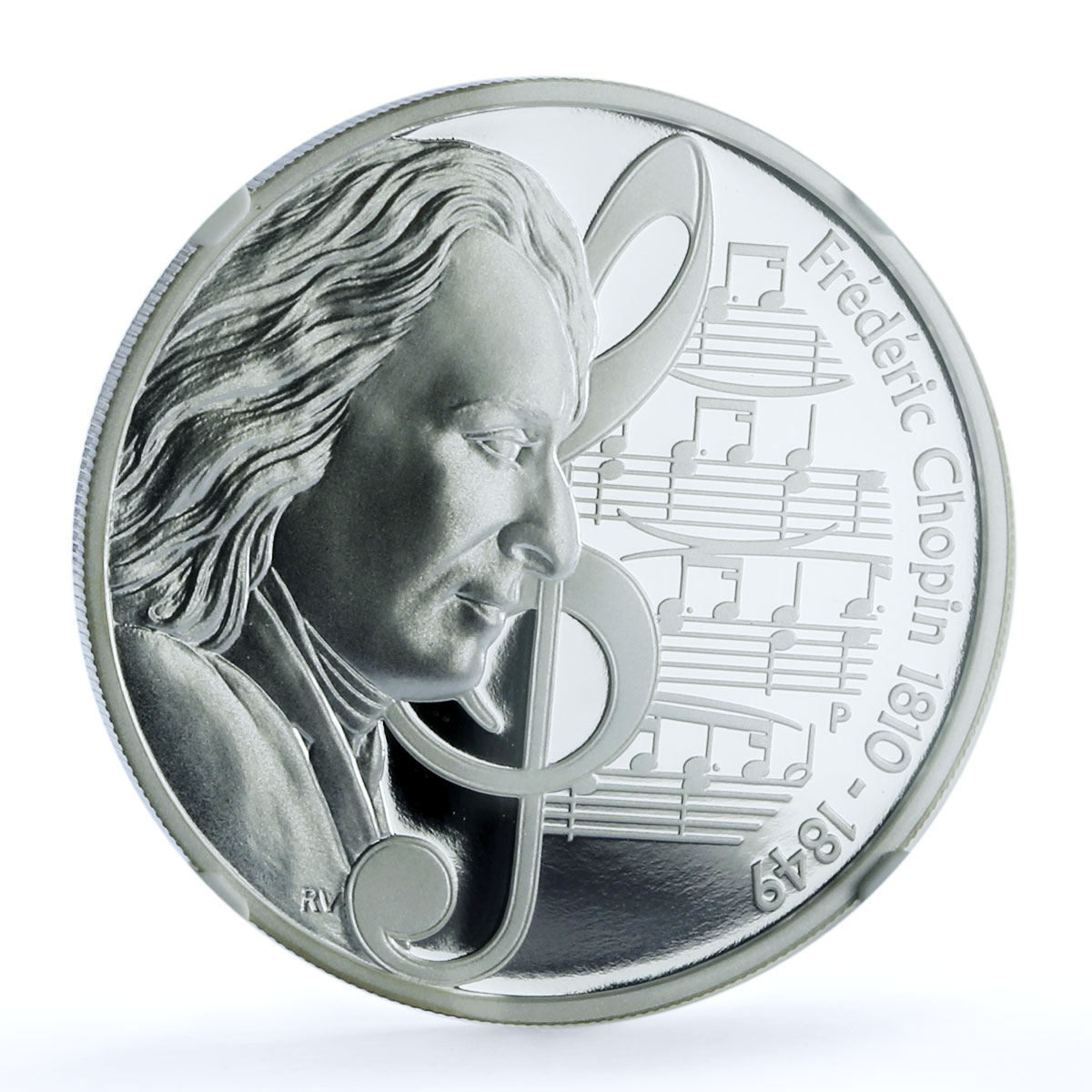 Tuvalu 1 dollar Frederic Chopin KM-123 Composer Music PF 69 NGC sivler coin 2010