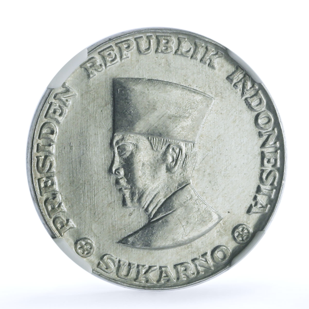 Indonesia 50 sen Kepulauan Riau Sukarno KM-9 MS 64 NGC aluminum coin 1962 Indonesia 50 sen Kepulauan Riau Sukarno KM-9 MS 64 NGC aluminum coin 1962