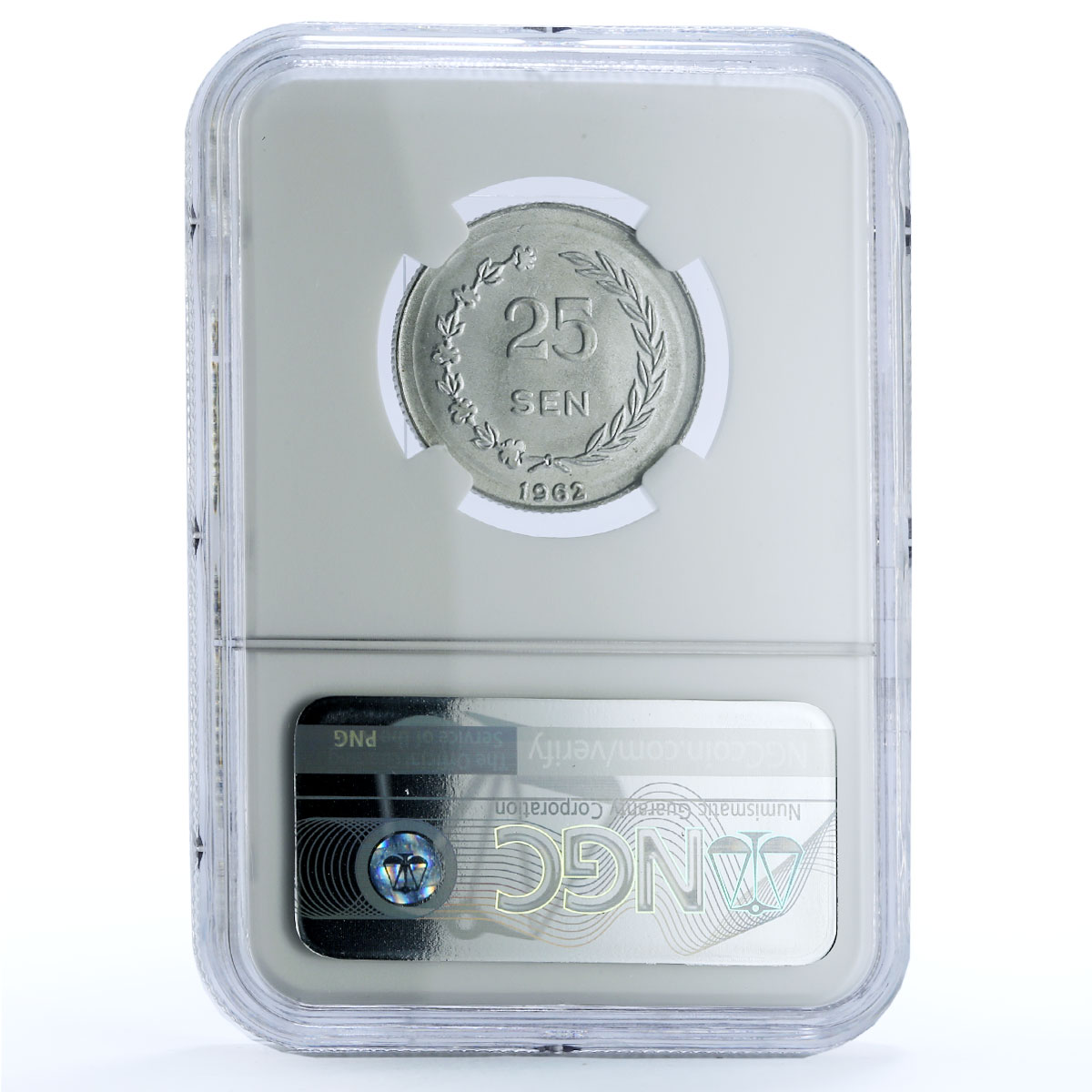 Indonesia 25 sen Irian Barat Reeded Wheel Mark KM-8.1 NGC aluminum coin 1962 Indonesia 25 sen Irian Barat Reeded Wheel Mark KM-8.1 NGC aluminum coin 1962