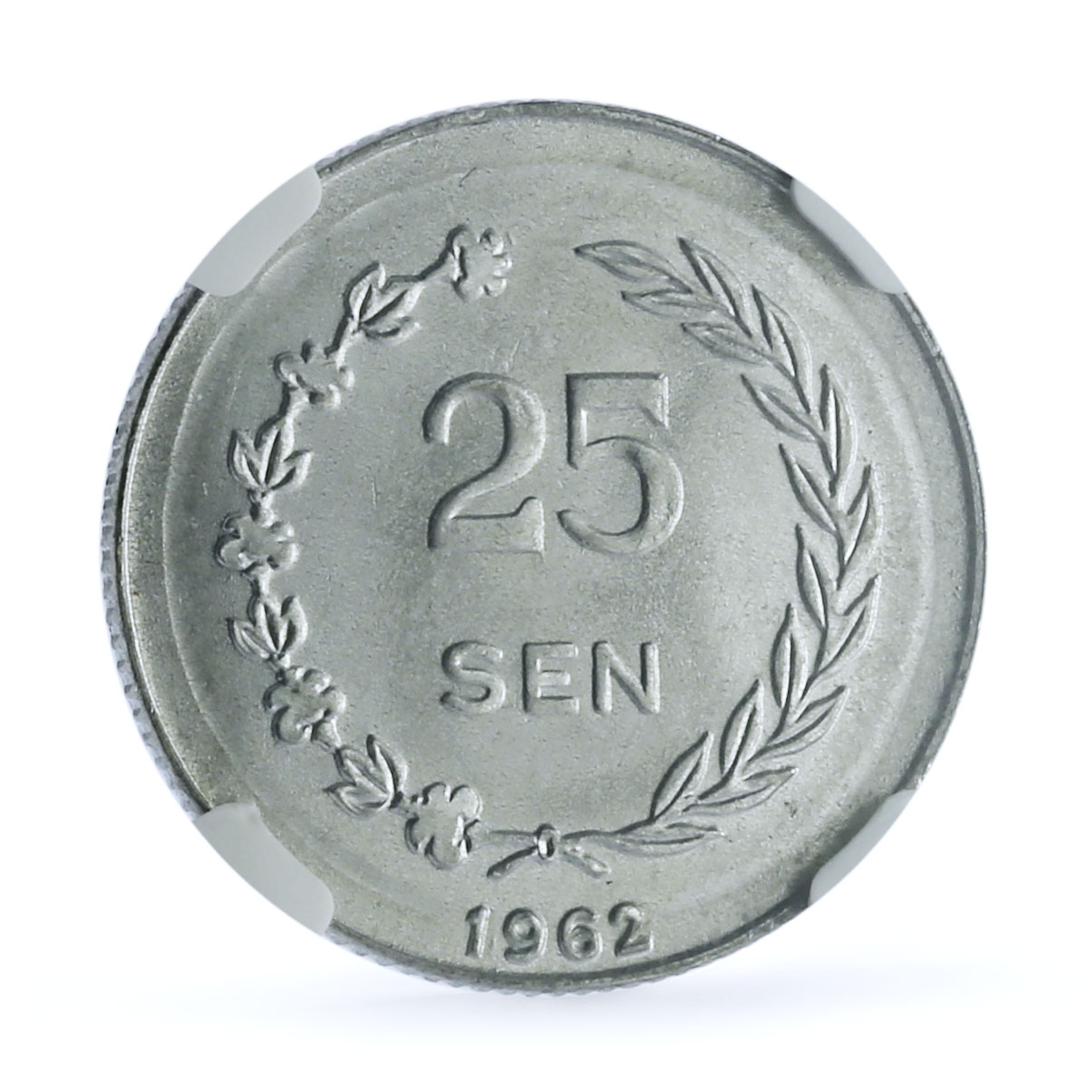 Indonesia 25 sen Irian Barat Reeded Wheel Mark KM-8.1 NGC aluminum coin 1962 Indonesia 25 sen Irian Barat Reeded Wheel Mark KM-8.1 NGC aluminum coin 1962