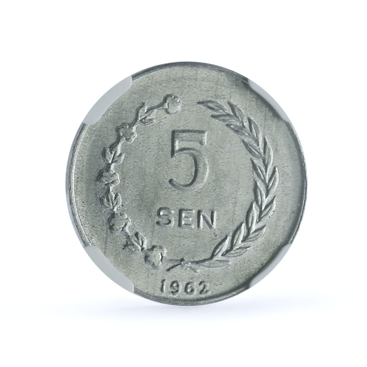 Indonesia 5 sen Irian Barat Sukarno Plain Edge KM-6 MS 64 NGC aluminum coin 1962 Indonesia 5 sen Irian Barat Sukarno Plain Edge KM-6 MS 64 NGC aluminum coin 1962