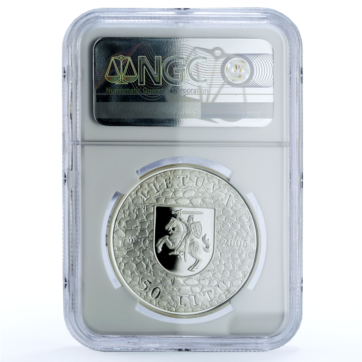 Lithuania 50 litu Medininkai Castle KM-149 Architecture PF 70 NGC Ag coin 2006