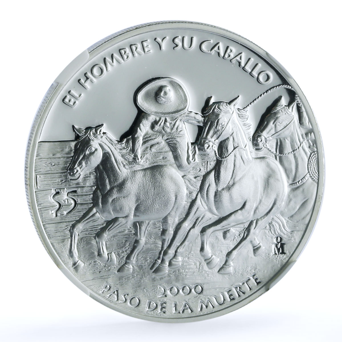 Mexico 5 pesos Cowboy KM-670 Ibero-American Horse PF 69 NGC silver coin 2000