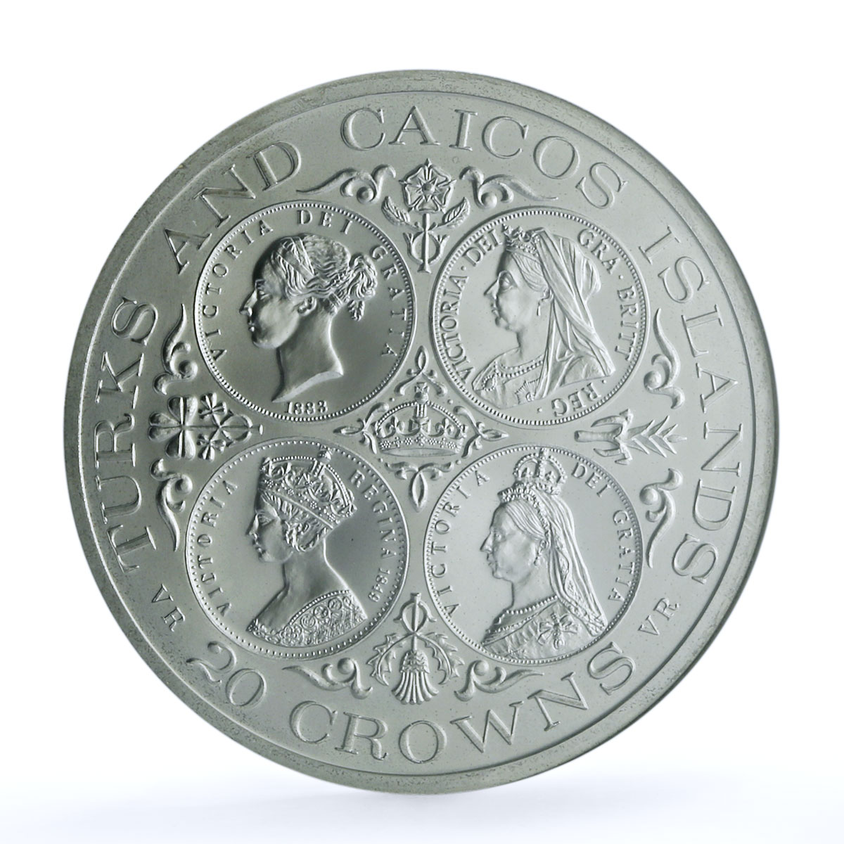 Turks and Caicos Islands 20 crowns Queen Victoria MS 69 NGC silver coin 1976