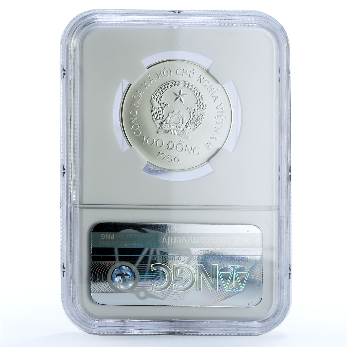 Vietnam 100 dong Junk KM-18 Ship Clipper MS 70 NGC silver coin 1986