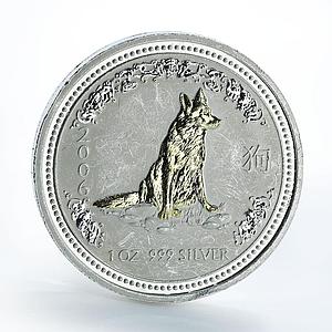 Australia 1 dollar Year of the Dog Lunar calendar Series I silver gilded 2006