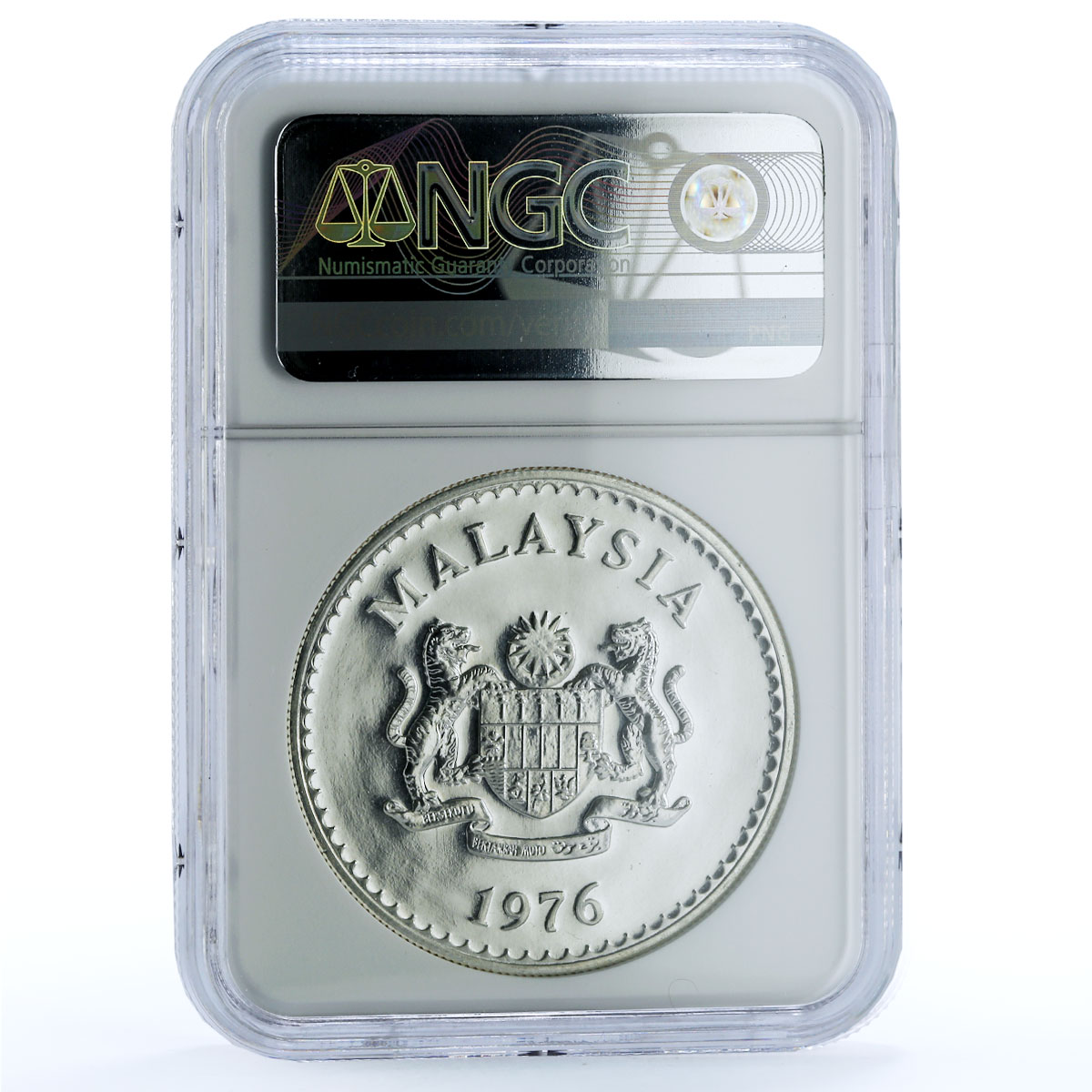 Malaysia 25 ringgit Hornbill KM-20 Bird Wildlife Fauna PF67 NGC silver coin 1976