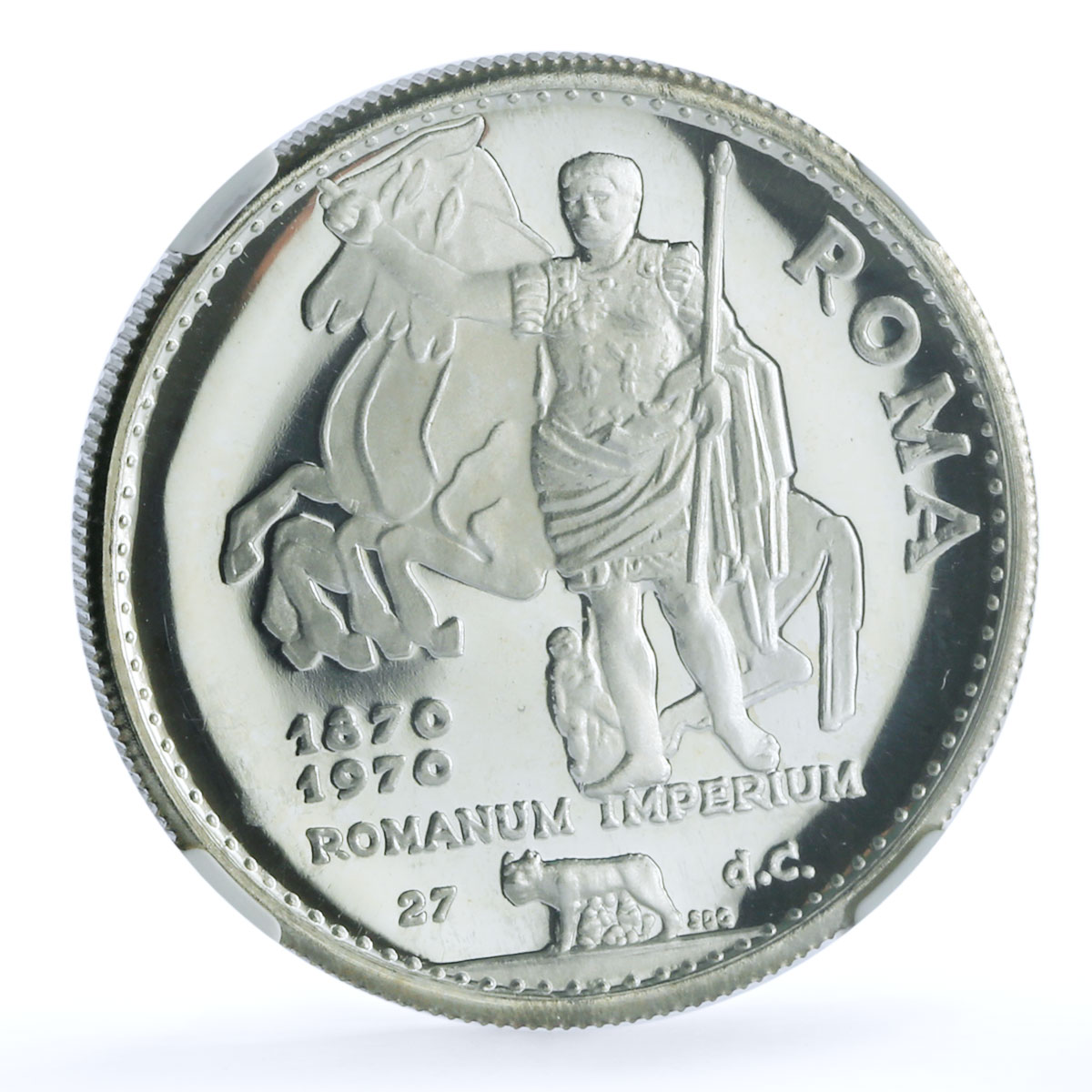 Ras al-Khaimah 10 riyals Rome Centennial KM-18 Horses PF 67 NGC silver coin 1970 Ras al-Khaimah 10 riyals Rome Centennial KM-18 Horses PF 67 NGC silver coin 1970