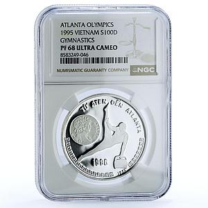 Vietnam 100 dong Gymnast Atlanta Olympics KM-47 PF 69 NGC silver coin 1995