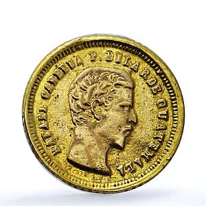 Guatemala 4 reales Rafael Carrera Cuatro KM-135 gold coin 1860 R