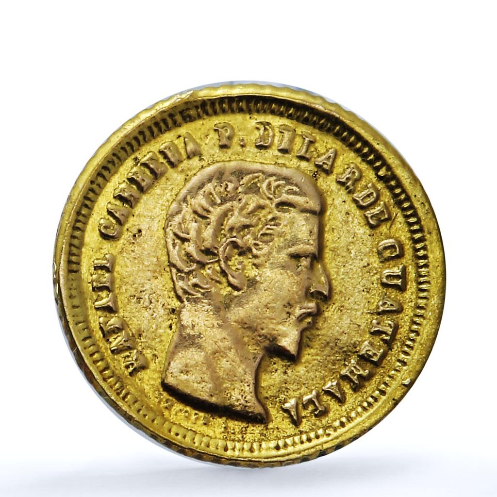 Guatemala 4 reales Rafael Carrera Cuatro KM-135 gold coin 1860 R
