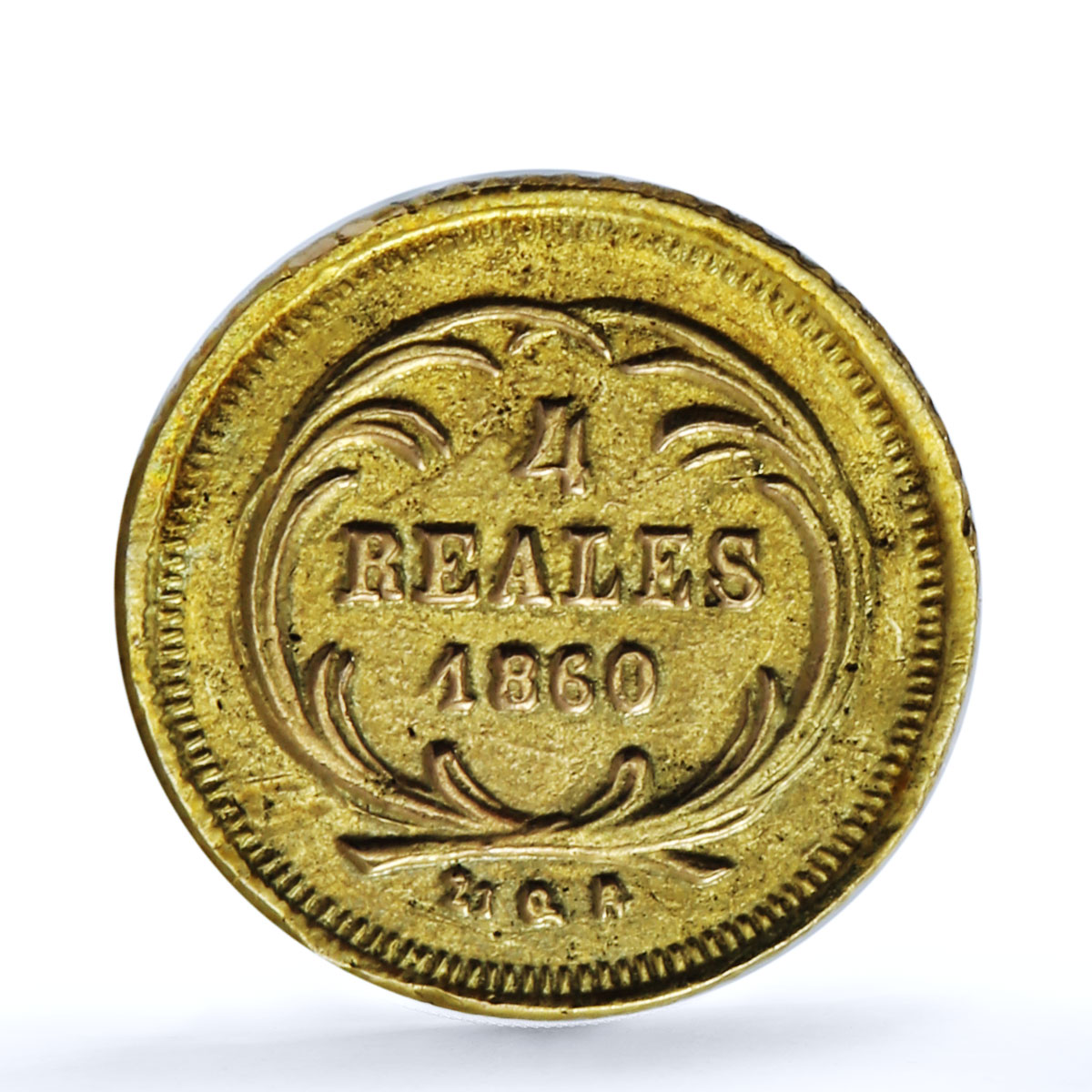 Guatemala 4 reales Rafael Carrera Cuatro KM-135 gold coin 1860 R
