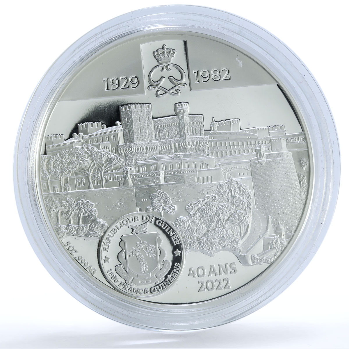 Guinea 1500 francs x 2 Set Princess Grace Monaco 5 oz proof silver coins 2022 Guinea 1500 francs x 2 Set Princess Grace Monaco 5 oz proof silver coins 2022