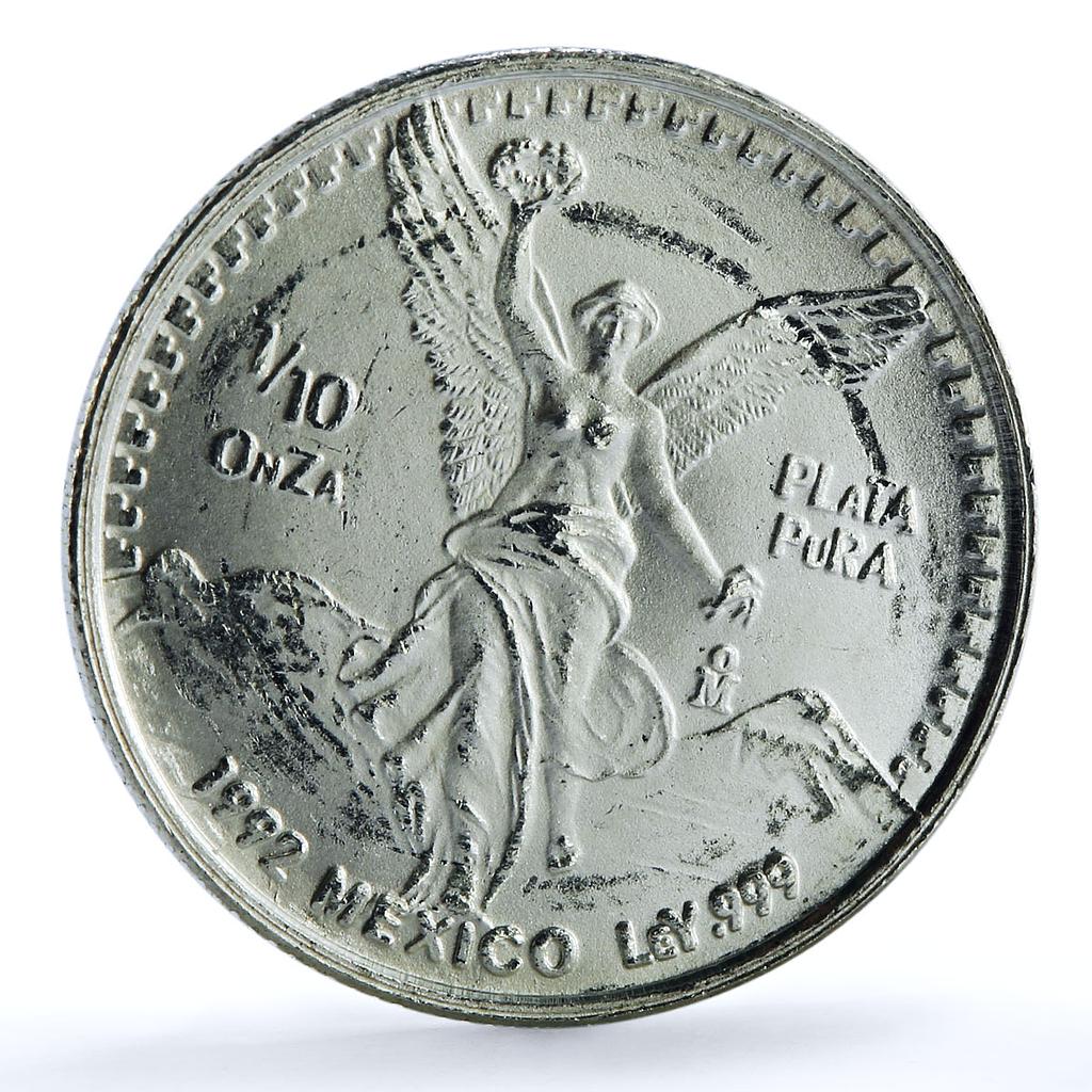 Mexico 1/10 onza Libertad Angel of Independence KM-543 Bullion silver coin 1992