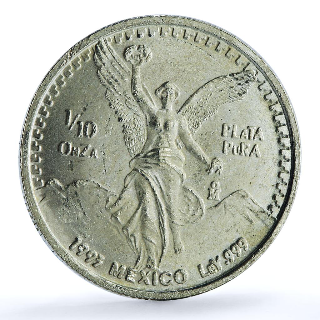 Mexico 1/10 onza Libertad Angel of Independence KM-543 Bullion silver coin 1993
