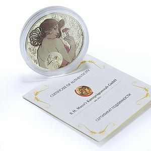 Niue 1 dollar Aquarius KM-505 Zodiac Signs Mucha Art proof silver coin 2011