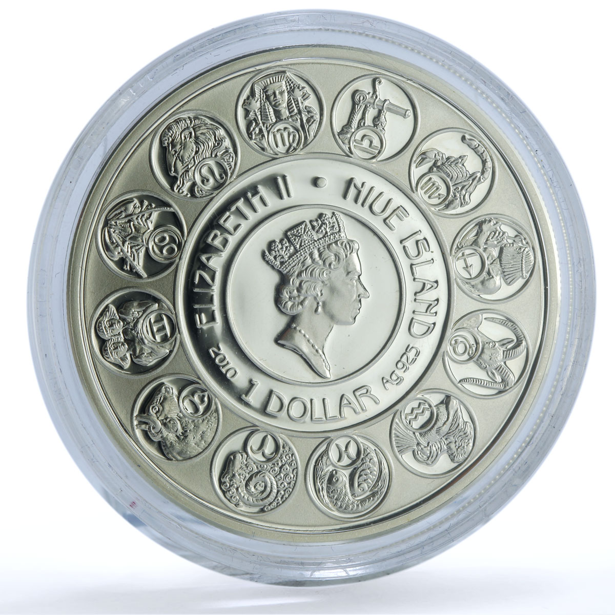 Niue 1 dollar Aquarius KM-505 Zodiac Signs Mucha Art proof silver coin 2011