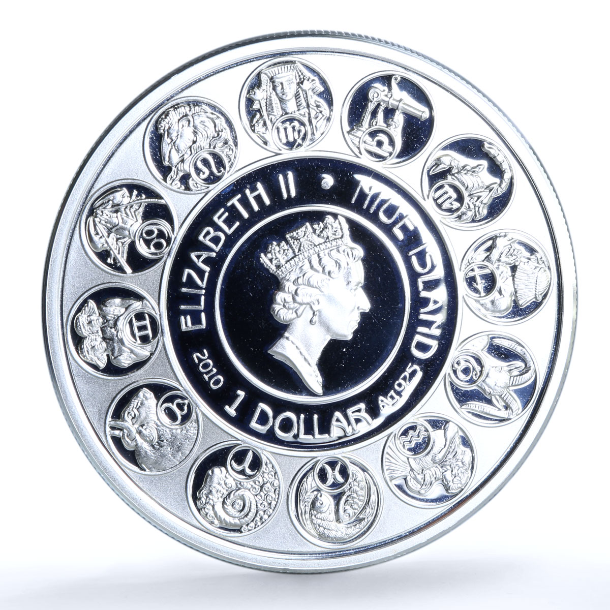 Niue 1 dollar Aquarius KM-505 Zodiac Signs Mucha Art proof silver coin 2011