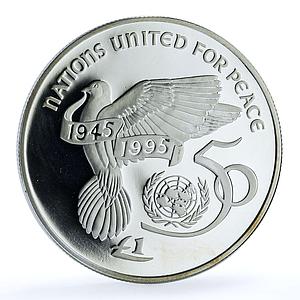 Ireland 1 pound United Nations UN KM-30 Anniversary Bird proof silver coin 1995