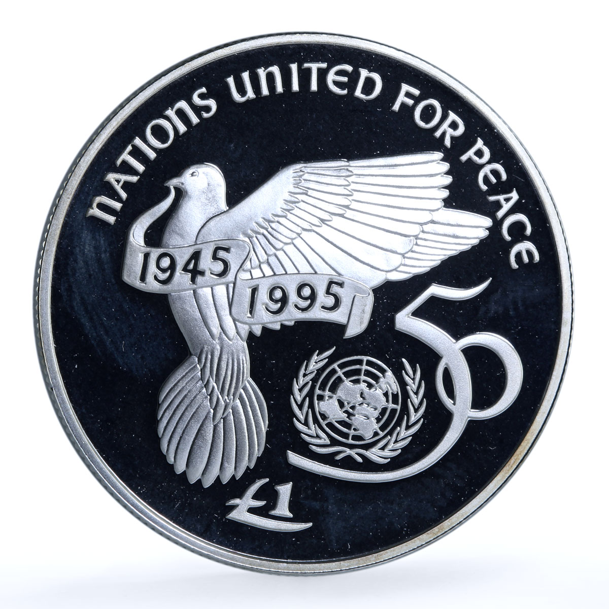 Ireland 1 pound United Nations UN KM-30 Anniversary Bird proof silver coin 1995 Ireland 1 pound United Nations UN KM-30 Anniversary Bird proof silver coin 1995