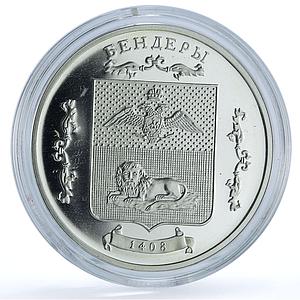 Transnistria 100 roubles Bendery KM-42 Coat of Arms City silver coin 2003