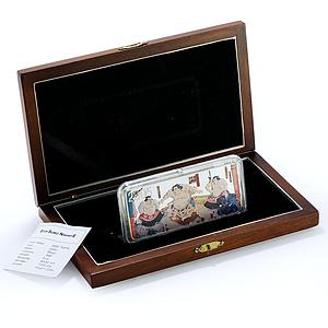 Mongolia 5000 togrog Sumo Wrestlers KM-232 Japan Art 5 oz proof silver coin 2005