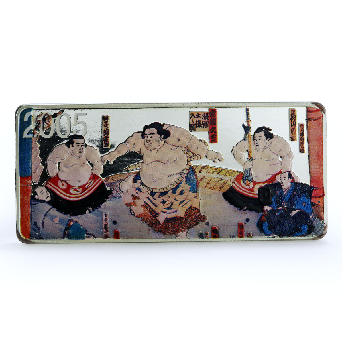 Mongolia 1000 togrog Sumo Wrestlers KM-232 Japan Art 5 oz proof silver coin 2005
